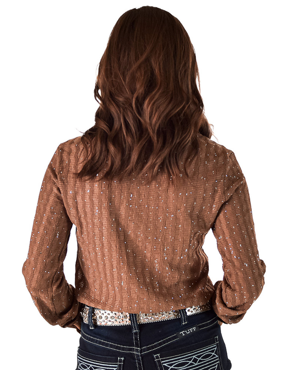 Pullover Button Up Brown With Silver Crystals