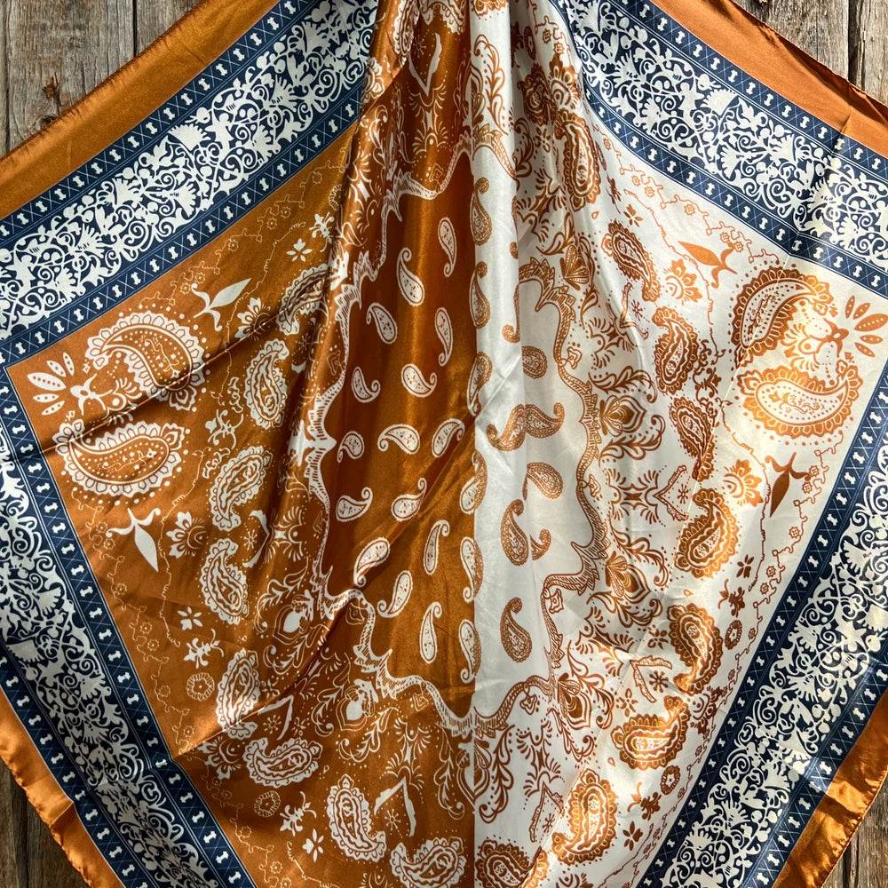 Rust and Navy Paisley Wild Rag - Western Scarf