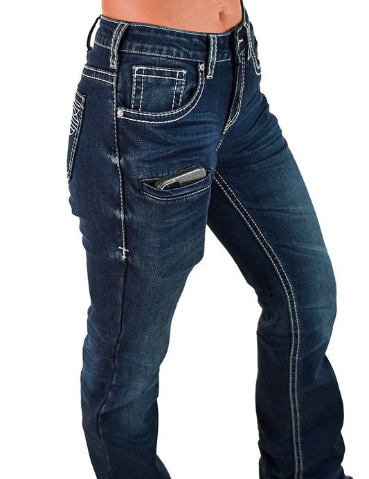 Boot Stitch White Flannel Jeans