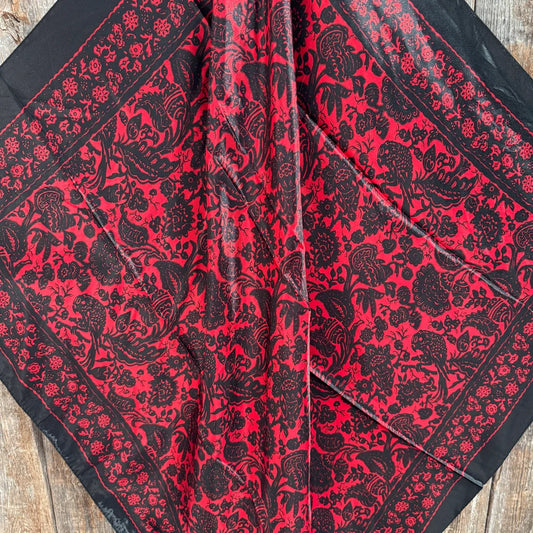 Black and Red Floral Paisley Wild Rag - Western Scarf