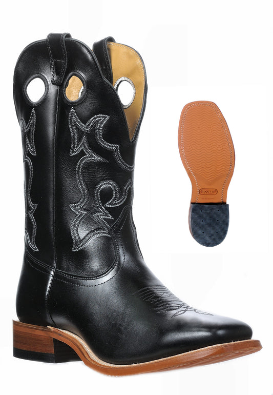 Svarta boots wide square toe, Boulet modell 0318