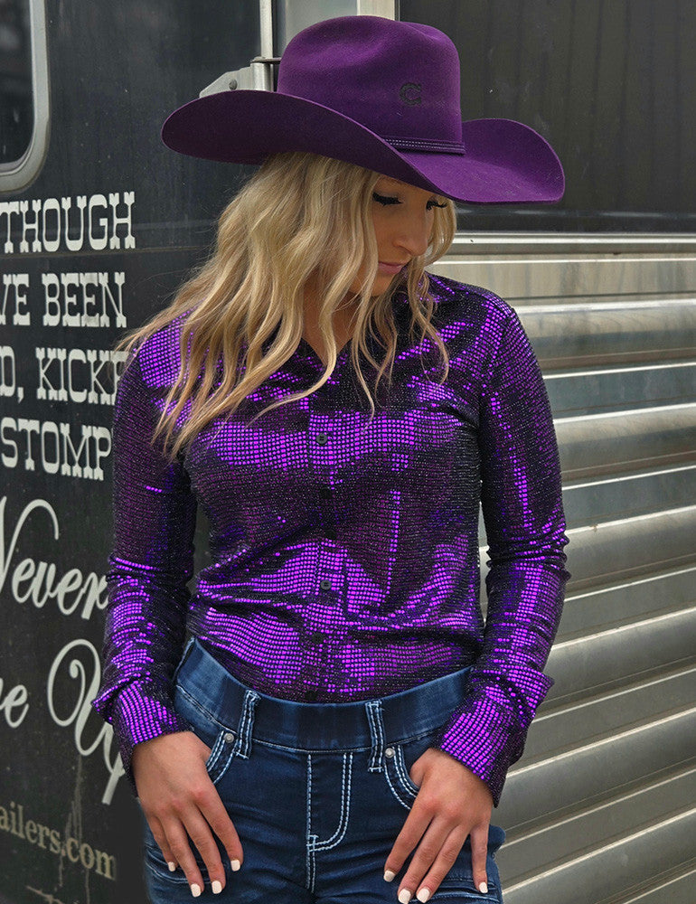 Pullover Button Up (Purple Metallic Foil)