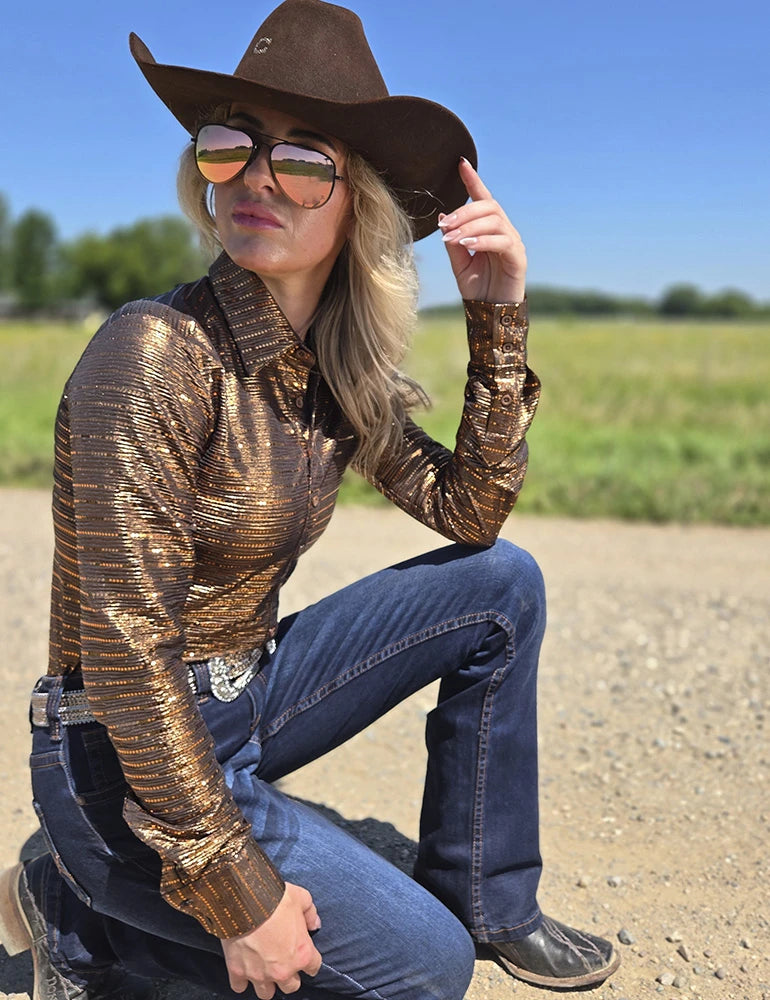 Pullover Button-Up Rose Gold Metallic