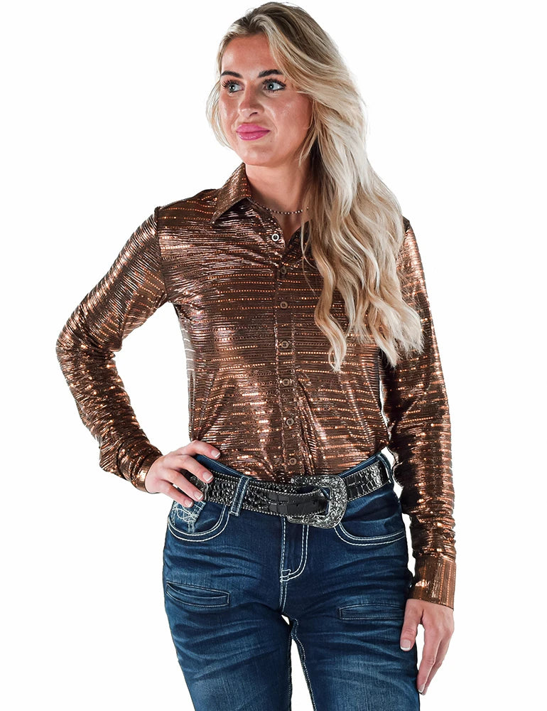Pullover Button-Up Rose Gold Metallic