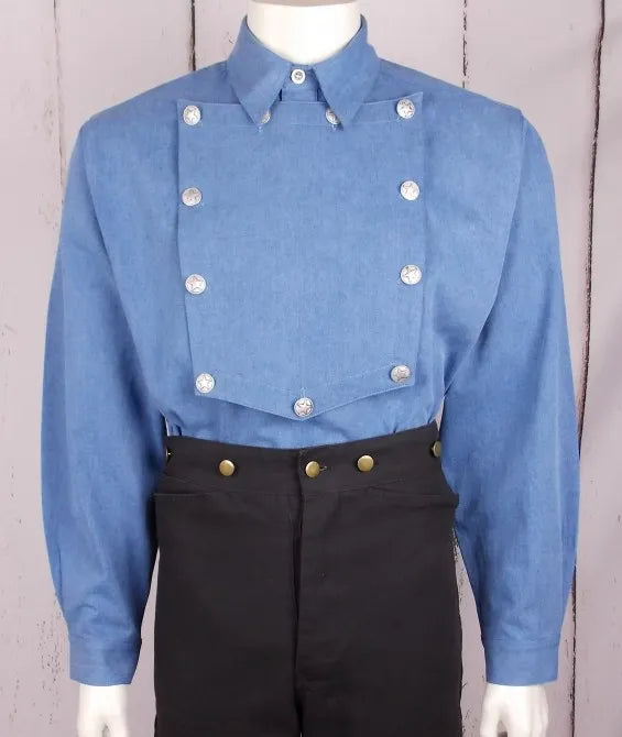 Blå Denim Bib Skjorta