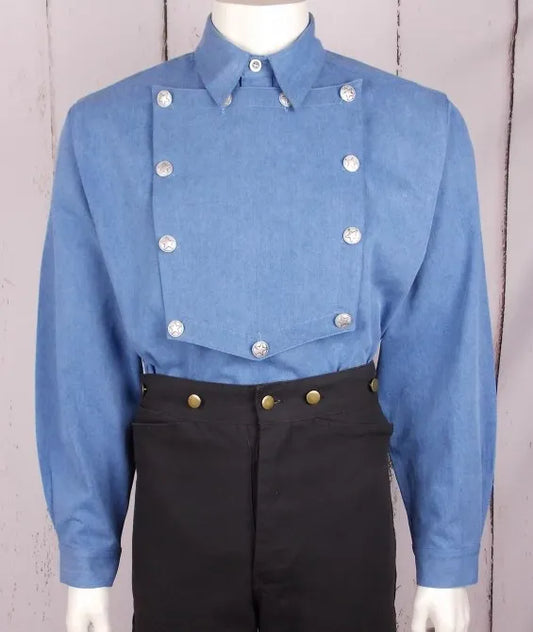 Blå Denim Bib Skjorta