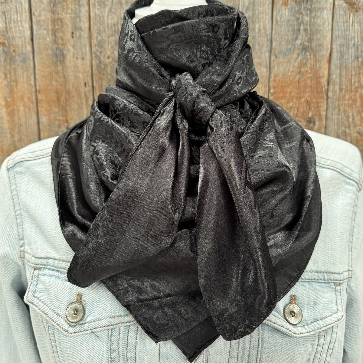 Black Jacquard Wild Rag - Western Scarf