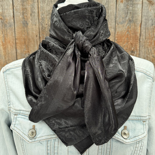 Black Jacquard Wild Rag - Western Scarf