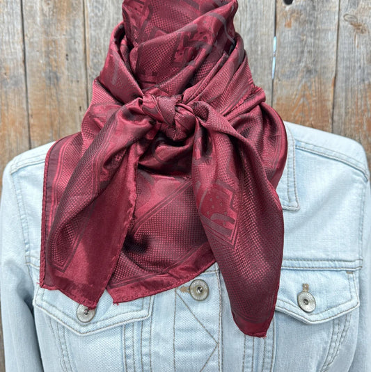 Burgundy Jacquard Wild Rag - Western Scarf