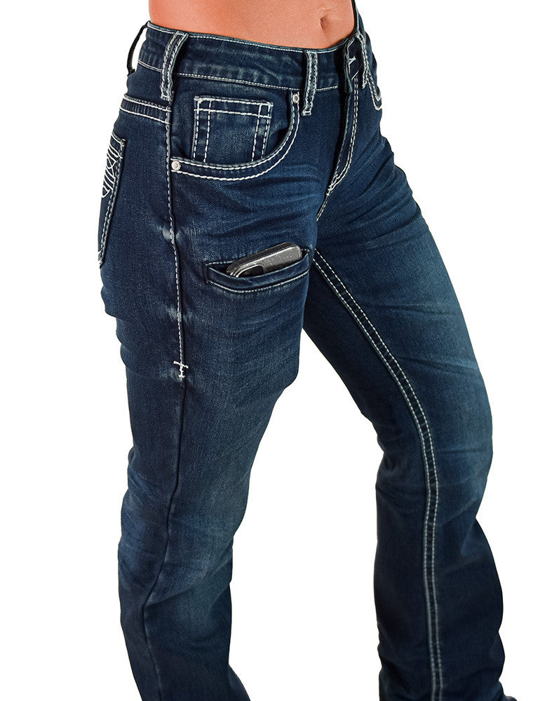 Boot Stitch White Flannel Jeans