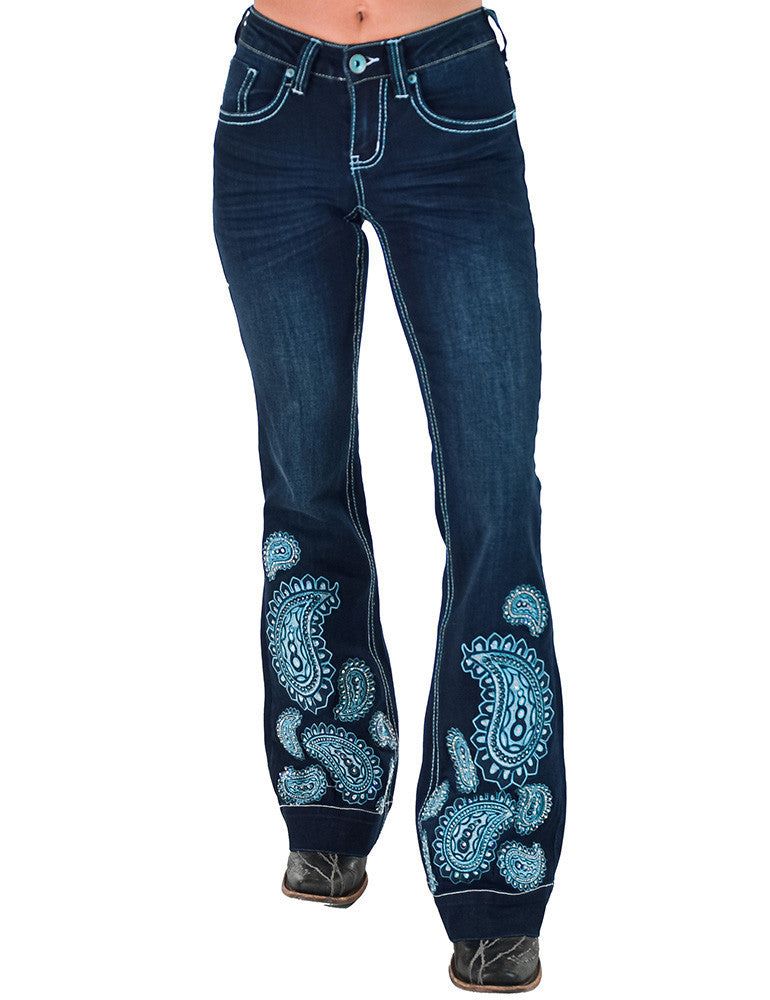 Turquoise Paisley Bling Trouser