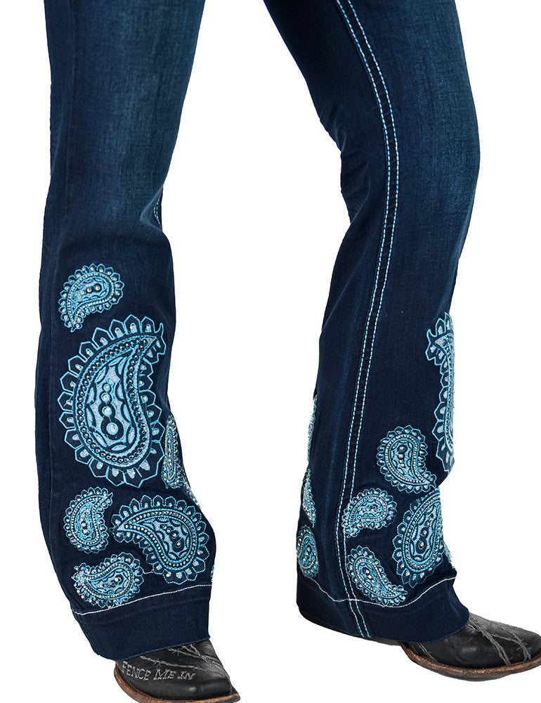 Turquoise Paisley Bling Trouser