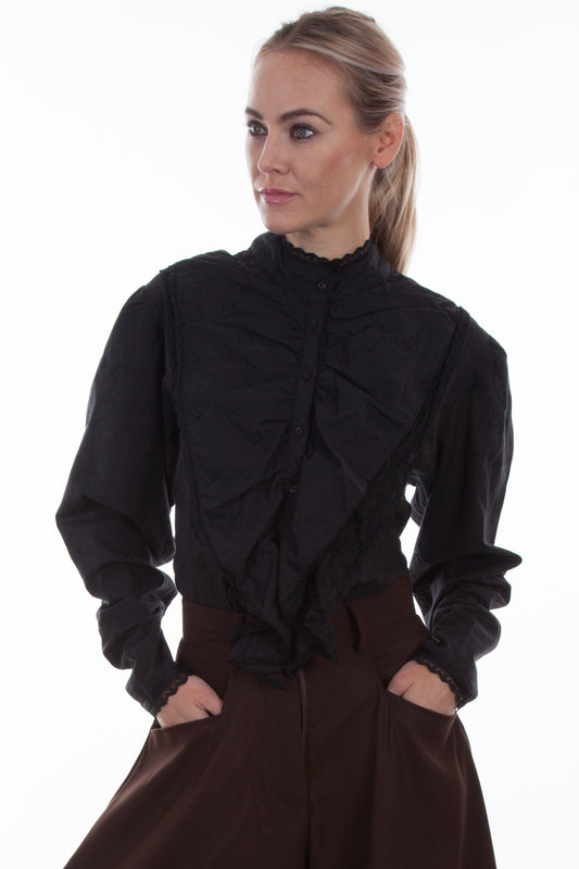 Svart blus med spets. .