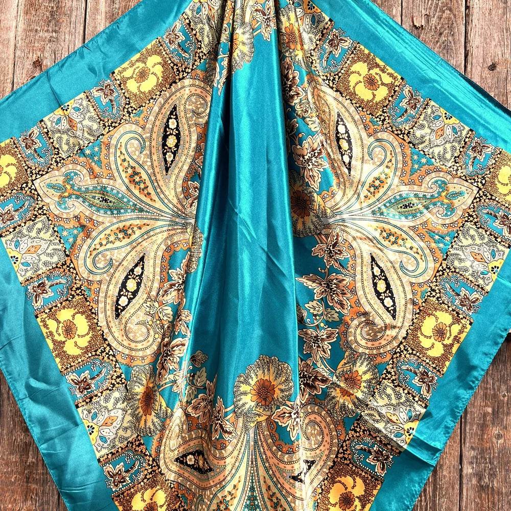 Teal Tone Paisley Wild Rag - Western Scarf