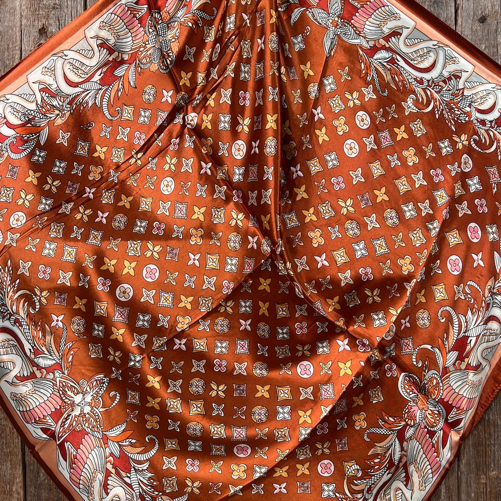 Orange Multi-Floral Wild Rag - Western Scarf