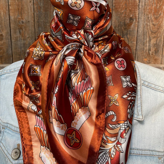 Orange Multi-Floral Wild Rag - Western Scarf