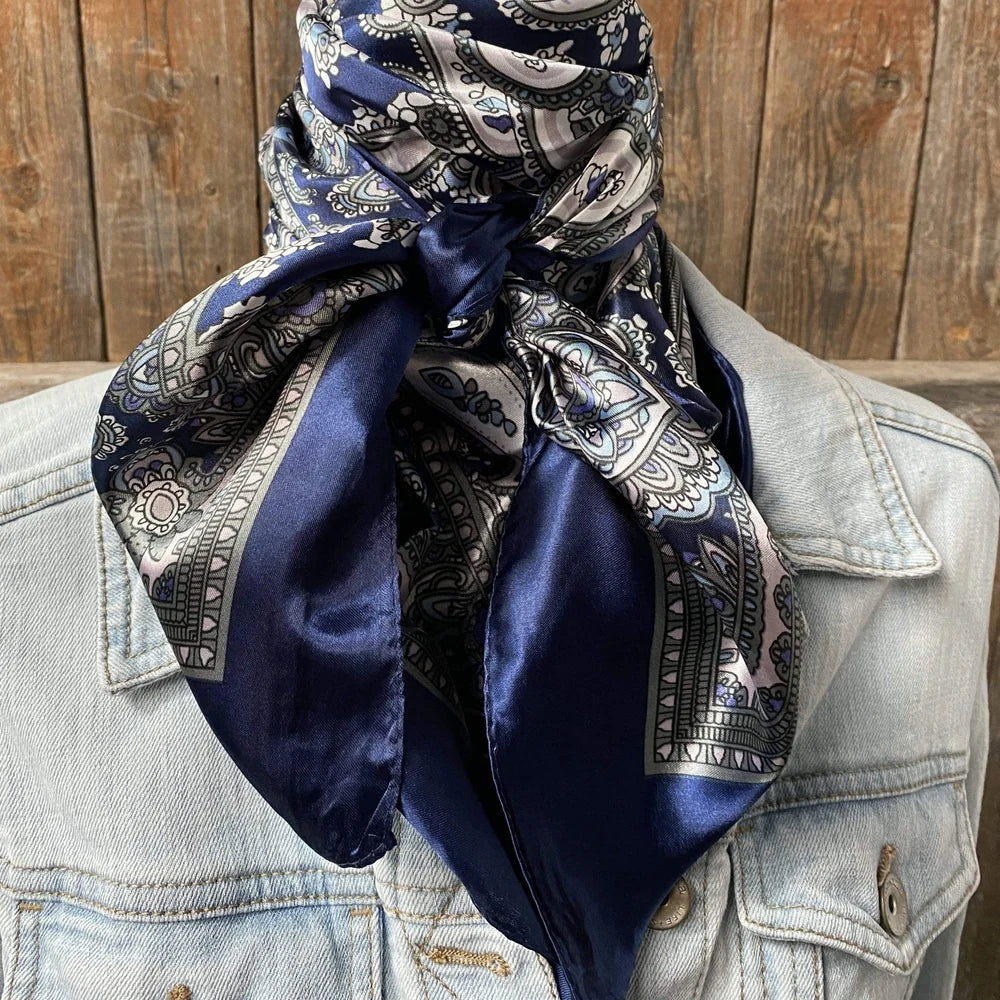 Blue Paisley Wild Rag - Western Scarf