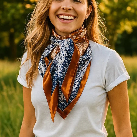 Rust and Navy Paisley Wild Rag - Western Scarf