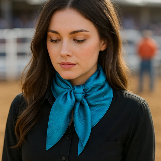 Teal Jacquard  Wild Rag - Western Scarf
