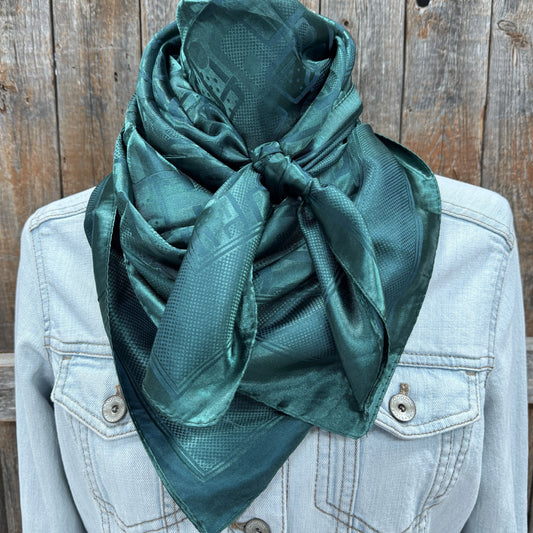 Emerald Jacquard Wild Rag - Western Scarf