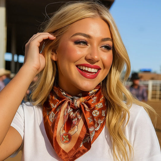 Orange Multi-Floral Wild Rag - Western Scarf
